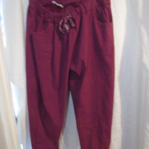 NEW Ladies Plum Stretchy Crinkle Magic Trousers One Size Fits 18 20 22 Size 2