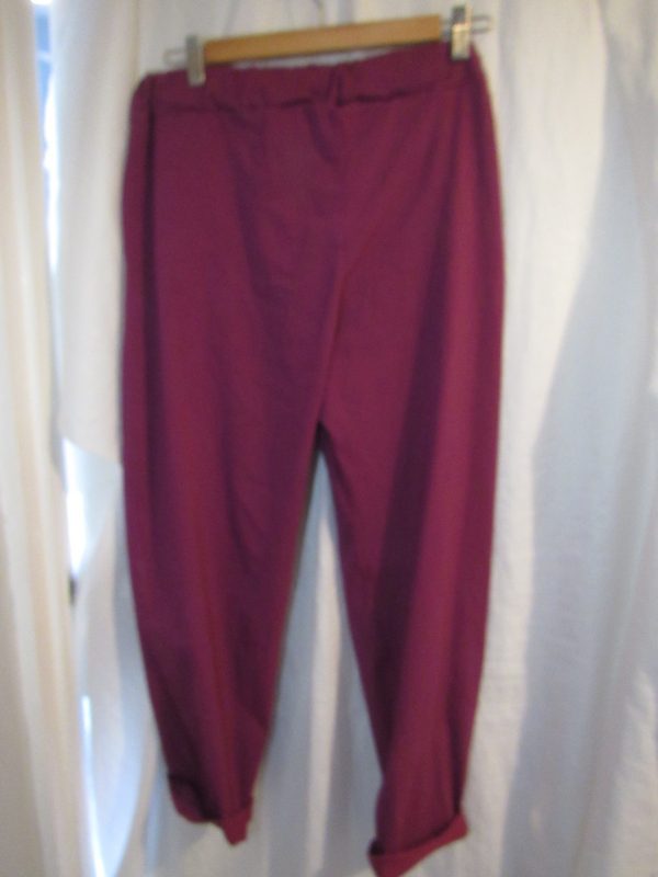 NEW Ladies Plum Stretchy Crinkle Magic Trousers One Size Fits 18 20 22 Size 2 - Image 3