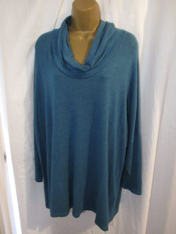 SALE SALE SALE NEW Ladies Teal Cowl Neck Soft Jumper One Size Fits 18 20 22 NON RETURNABLE