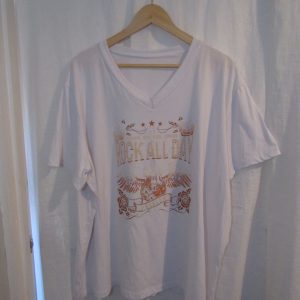 New Ladies Women White Rock All Day V Neck T-shirt One Size Fits 18 20 22