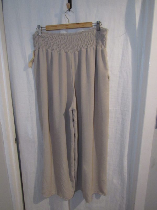 NEW Ladies Womens Beige Palattzo Trousers One size fits sizes 18 20 22 24 - Image 6