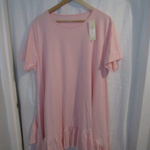 New Ladies Pink Frill Tunic Top One Size fits sizes 18 20 22