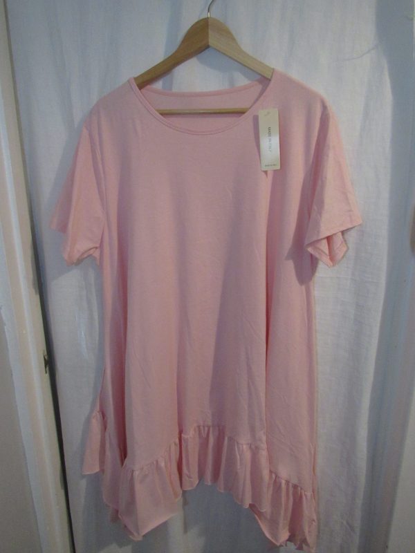 New Ladies Pink Frill Tunic Top One Size fits sizes 18 20 22 - Image 2