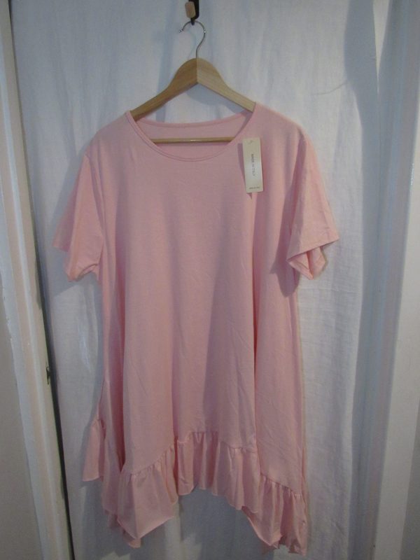 New Ladies Pink Frill Tunic Top One Size fits sizes 18 20 22 - Image 3