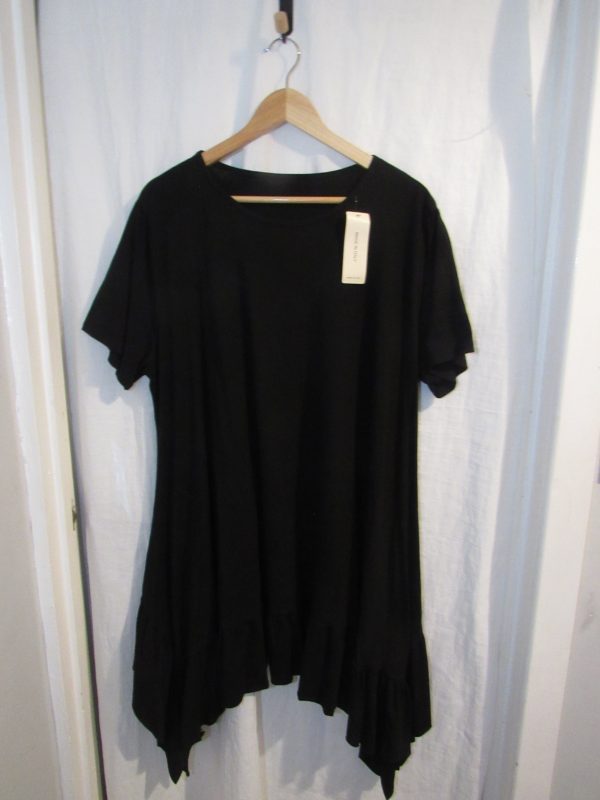 SALE SALE SALE New Ladies Black Frill Tunic Top One Size fits sizes 18 20 22 NON RETURNABLE