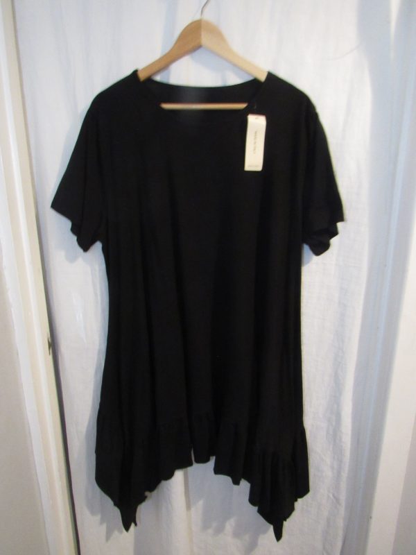 SALE SALE SALE New Ladies Black Frill Tunic Top One Size fits sizes 18 20 22 NON RETURNABLE - Image 2