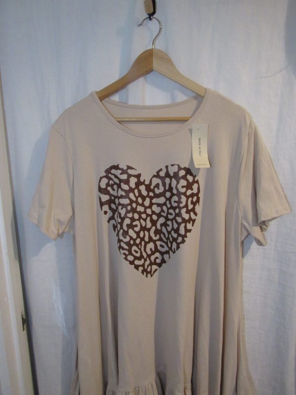 New Ladies Beige Heart Frill Tunic Top One Size fits sizes 18 20 22 - Image 4