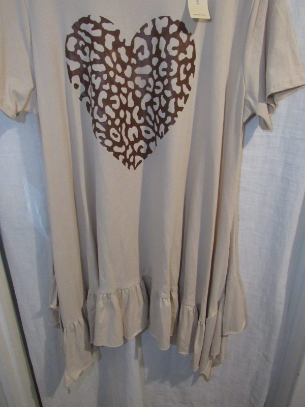 New Ladies Beige Heart Frill Tunic Top One Size fits sizes 18 20 22 - Image 5