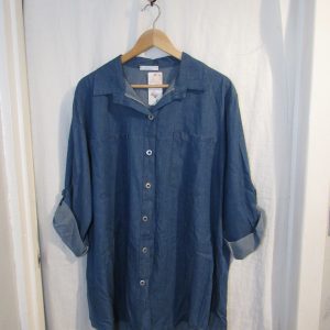 SALE SALE SALE New Ladies Darker Denim Button Up Shirt One Size fits sizes 16 18 20 22 NON RETURNABLE