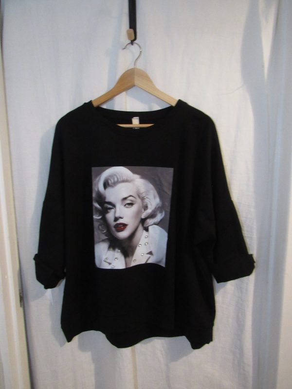 New Black Monroe Shorter Length Sweatshirt One Size fits sizes 16 18 20 22