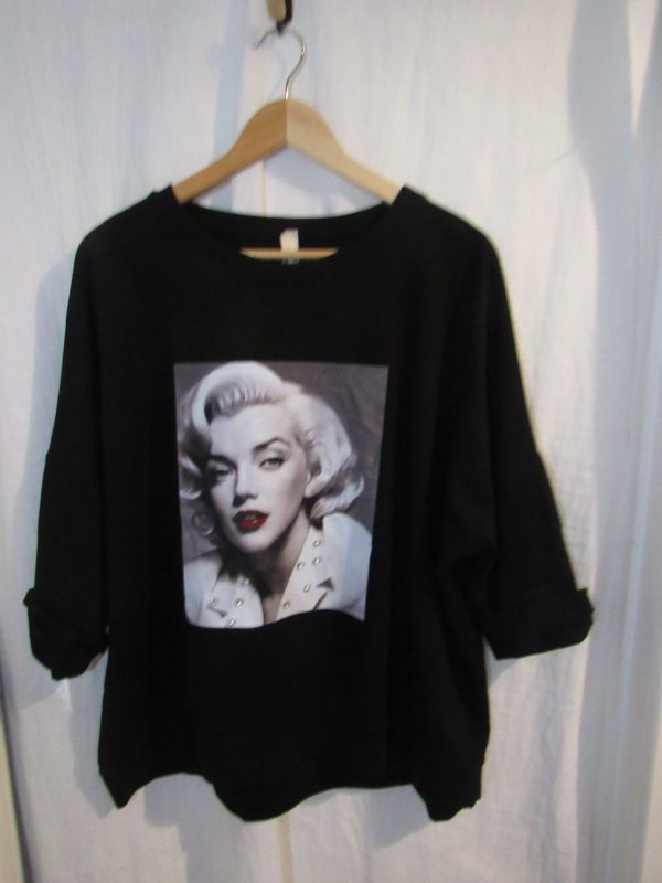 New Black Monroe Shorter Length Sweatshirt One Size fits sizes 16 18 20 22 - Image 2