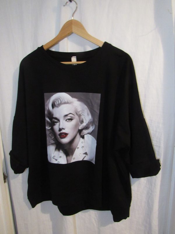 New Black Monroe Shorter Length Sweatshirt One Size fits sizes 16 18 20 22 - Image 4