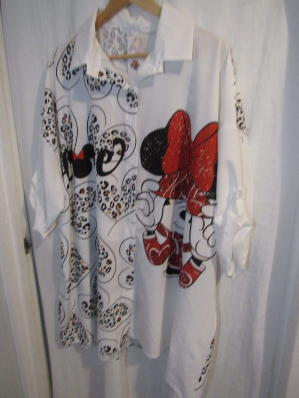 NEW Ladies Minnie Love Button Up Shirt Blouse One size fits sizes 18 20 22 24 - Image 5