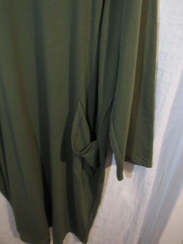 SALE SALE SALE New Ladies V Neck Pocket Khaki Jersey Dress One Size Fits sizes 18 20 22 24 NON RETURNABLE - Image 4