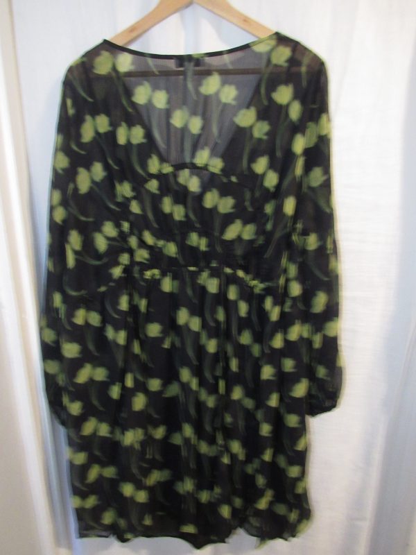 Topshop Curve Gathered Waist Print Green Mini Dress Size 16-18 Non returnable - Image 4