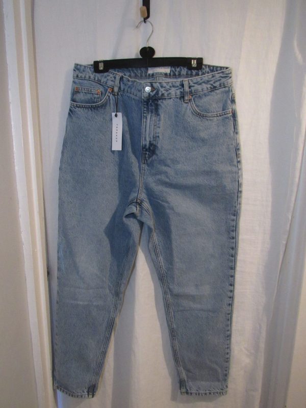 Topshop Original Curve Mom Jeans in Bleach Blue UK 18 Non Returnable