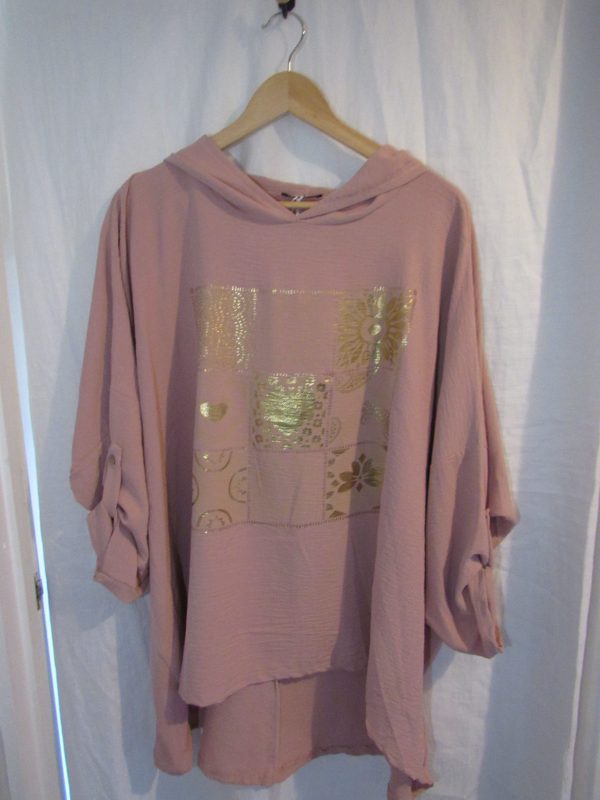 SALE SALE SALE New Ladies Pink Hooded Heart Tunic Top One Size fits sizes 18 20 22 NON RETURNABLE