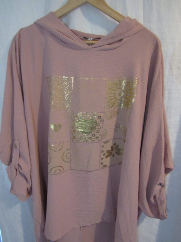 SALE SALE SALE New Ladies Pink Hooded Heart Tunic Top One Size fits sizes 18 20 22 NON RETURNABLE - Image 2