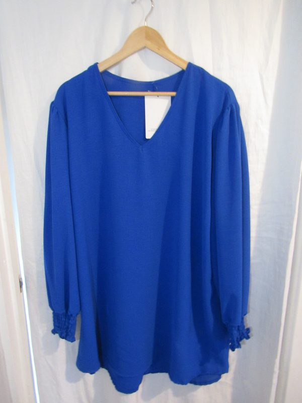 New Ladies Royal Blue V Neck Top One size fits sizes 18 20 22