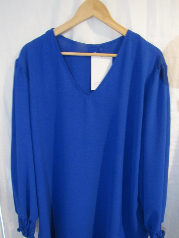 New Ladies Royal Blue V Neck Top One size fits sizes 18 20 22 - Image 2