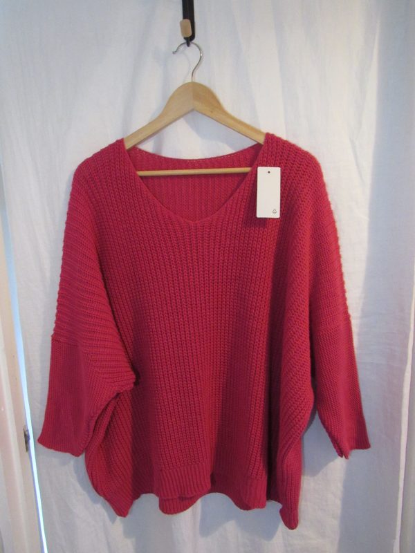 New Ladies Shorter Length Cerise Jumper one size fits sies 18 20 22