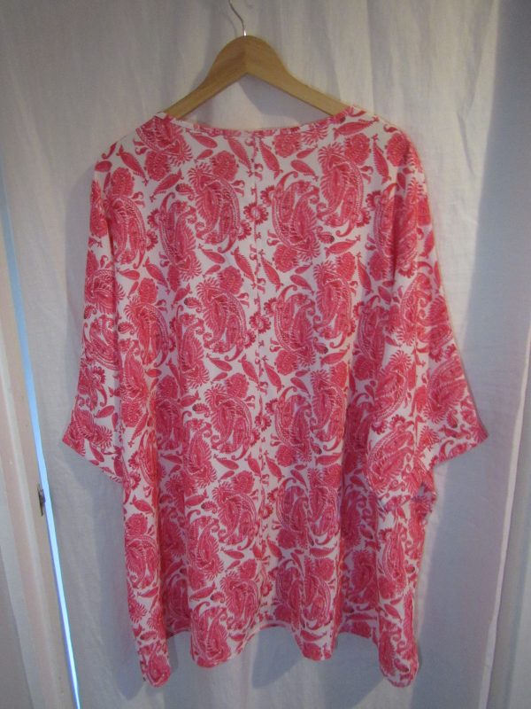 NEW Ladies Women Cerise Pink Print V Neck Tunic Top One Size fits sizes 18 20 22 24 - Image 4