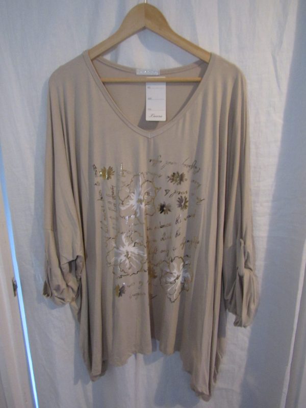 SALE SALE SALE Ladies Women New Beige V Neck Plus Tunic Top One Size fits sizes 18 20 22 24 26 NON RETURNABLE