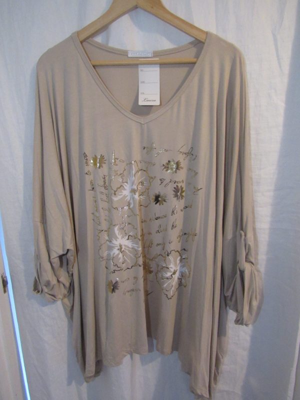 SALE SALE SALE Ladies Women New Beige V Neck Plus Tunic Top One Size fits sizes 18 20 22 24 26 NON RETURNABLE - Image 3