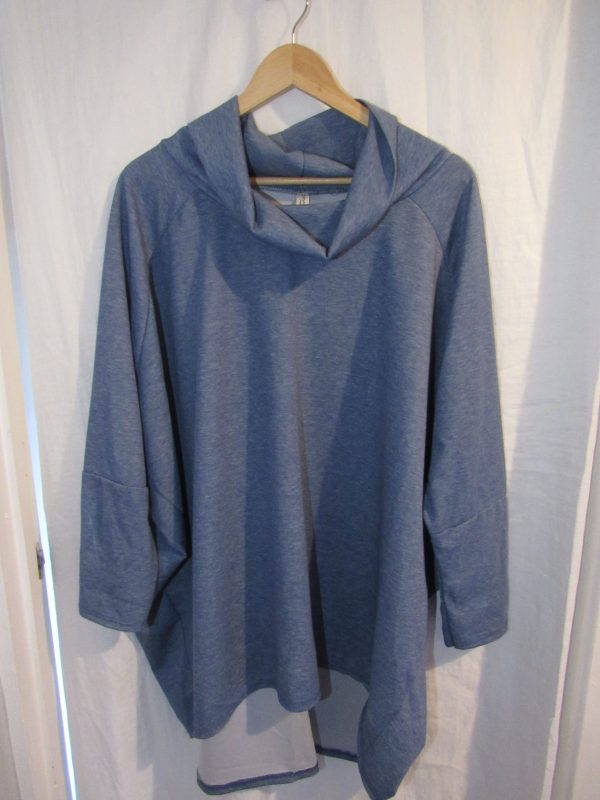 New Ladies Denim Blue Cowl Neck Lightweight top One Size fits sizes 18 20 22 24