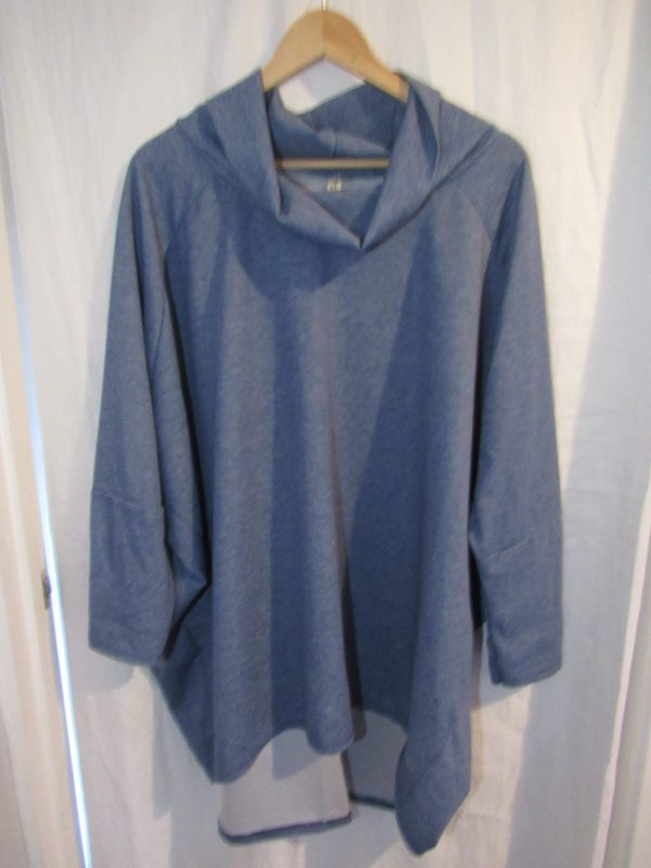 New Ladies Denim Blue Cowl Neck Lightweight top One Size fits sizes 18 20 22 24 - Image 3