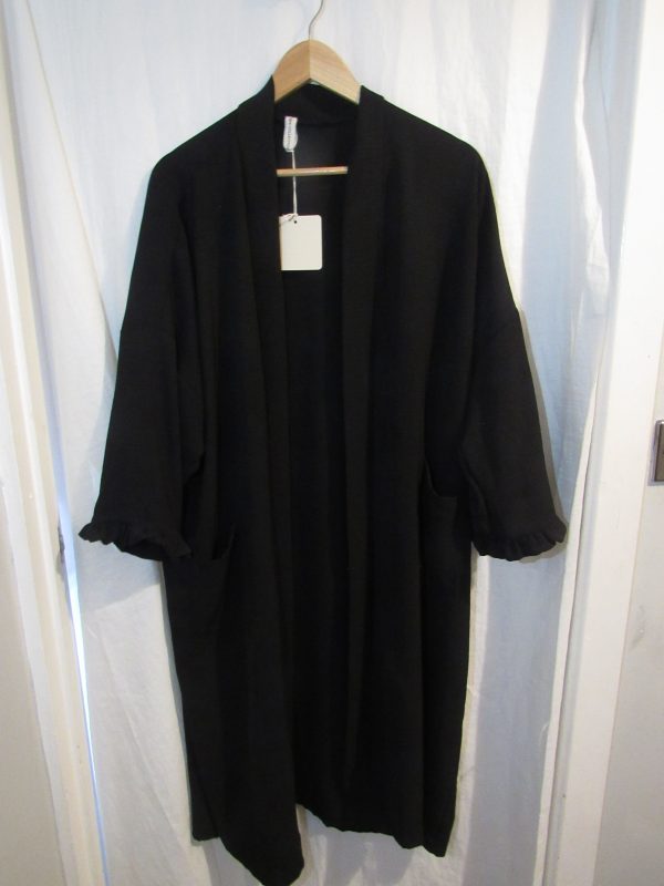 SALE SALE SALE New Ladies Black Frill Sleeve Long Kimono Plus One Size fits sizes 18 20 22 NON RETURNABLE