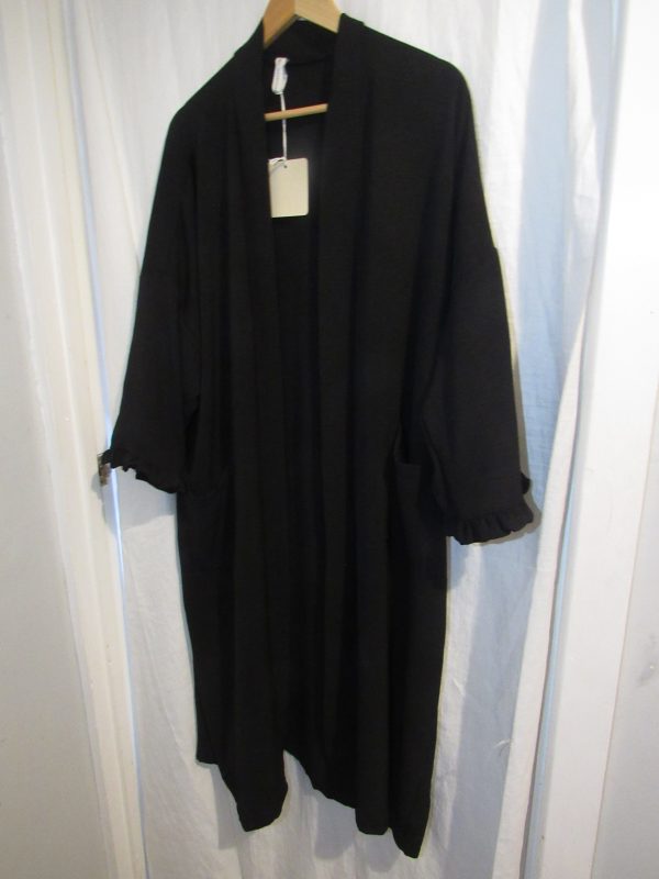 SALE SALE SALE New Ladies Black Frill Sleeve Long Kimono Plus One Size fits sizes 18 20 22 NON RETURNABLE - Image 4