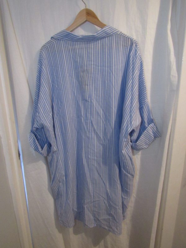 New Ladies Lovely Plus Size Grandad Shirt Blue Stripe One Size fits sizes 18 20 22 - Image 4