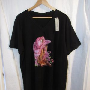 New Ladies Women Black Pink Hat Neck T-shirt One Size Fits 18 20 22