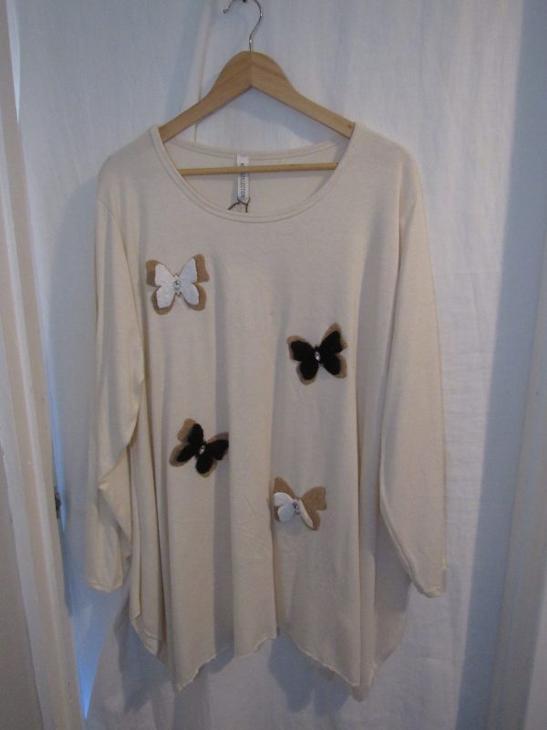 SALE SALE SALE NEW Ladies Cream Lightweight Butterfly Plus Jumper One Size fits sizes 18 20 22 24 NON RETURNABLE