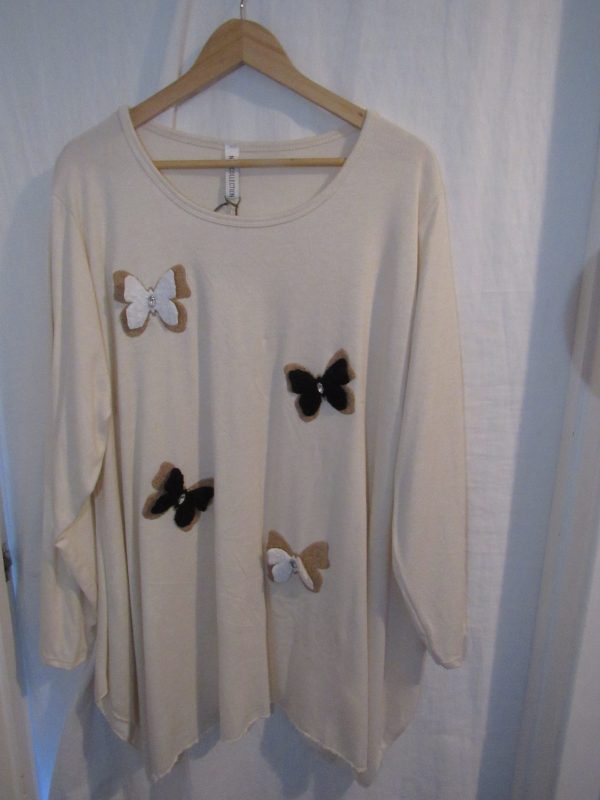 SALE SALE SALE NEW Ladies Cream Lightweight Butterfly Plus Jumper One Size fits sizes 18 20 22 24 NON RETURNABLE - Image 2