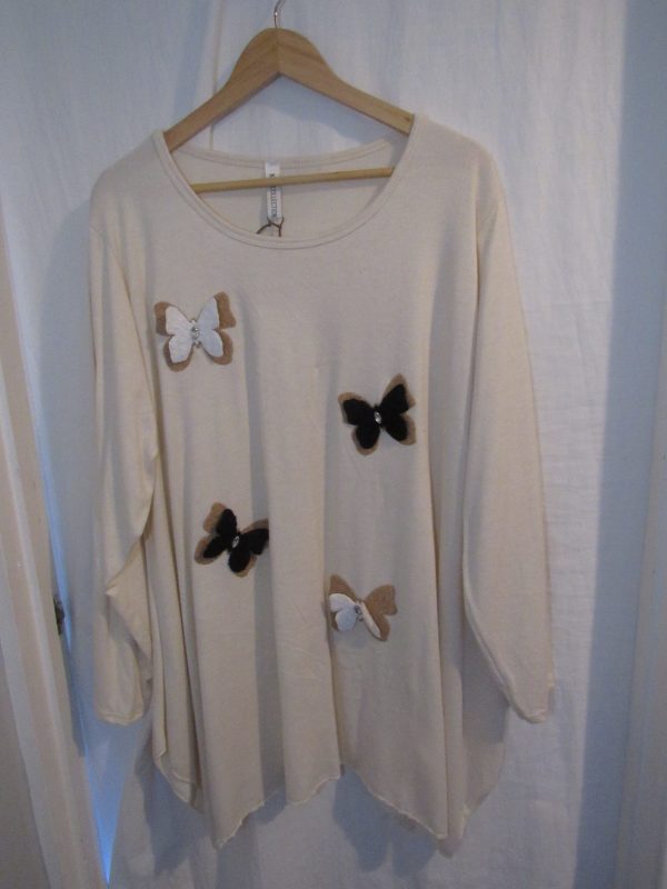 SALE SALE SALE NEW Ladies Cream Lightweight Butterfly Plus Jumper One Size fits sizes 18 20 22 24 NON RETURNABLE - Image 4