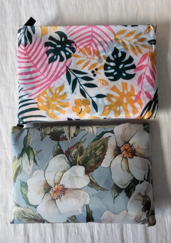 DEAL OF THE DAY 2 x Foldable Large Shopper bags Leaf and Flower