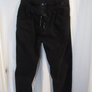 NEW Ladies Black Stretchy Crinkle Magic Trousers One Size Fits 18 20 22 Size 2