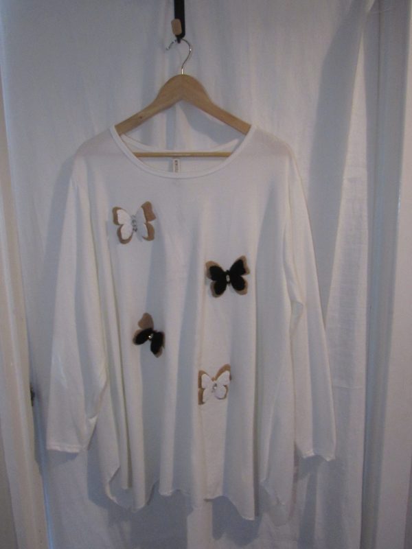 SALE SALE SALE NEW Ladies White Lightweight Butterfly Plus Jumper One Size fits sizes 18 20 22 24 NON RETURNABLE