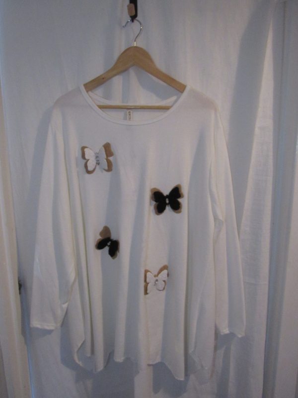 SALE SALE SALE NEW Ladies White Lightweight Butterfly Plus Jumper One Size fits sizes 18 20 22 24 NON RETURNABLE - Image 2