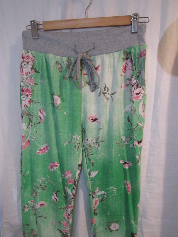 NEW Ladies Womens Green Floral Joggers Trousers One Size fits sizes 16 18 20 22 Size 2 - Image 2