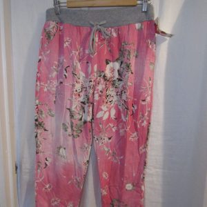 NEW Ladies Womens Pink Floral Joggers Trousers One Size fits sizes 16 18 20 22 Size 2