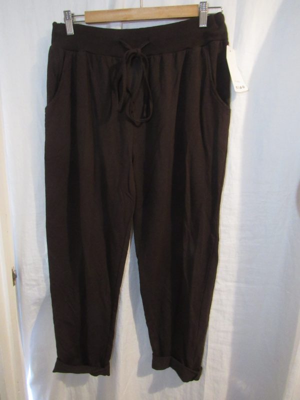 New Ladies Plain Joggers Chocolate Brown One Size fits sizes 16 18 20 22 Size 2 - Image 2