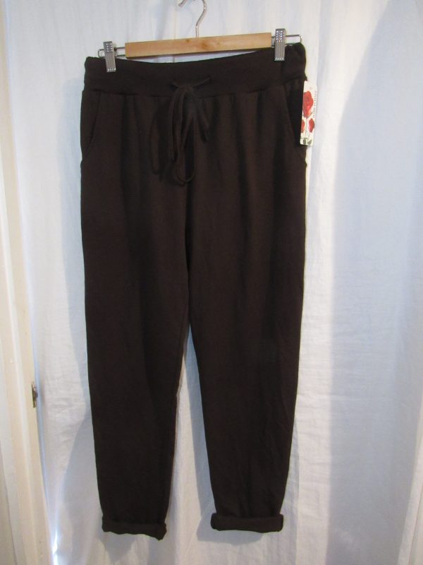 New Ladies Plain Joggers Chocolate Brown One Size fits sizes 10 12 14 16 Size 1 - Image 2