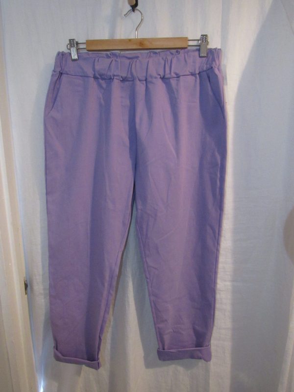 SALE SALE SALE New Ladies Purple Stretchy Chino Magic Trousers Cropped One Size fits sizes 18 20 22 NON RETURNABLE - Image 2