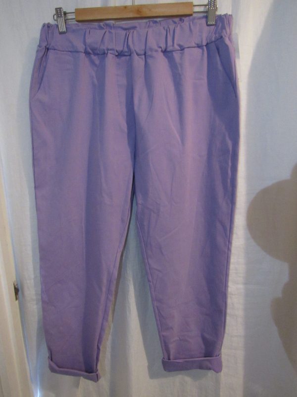 SALE SALE SALE New Ladies Purple Stretchy Chino Magic Trousers Cropped One Size fits sizes 18 20 22 NON RETURNABLE - Image 4