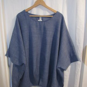 New Ladies Detailed Bottom Denim Colour Plus Size Top One Size fits sizes 20 22 24