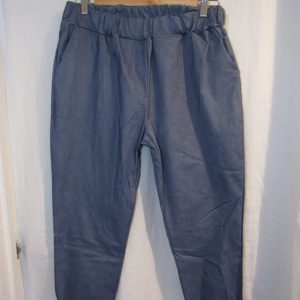 New Ladies Lighter Denim Blue Stretchy Chino Magic Trousers Cropped One Size fits sizes 18 20 22