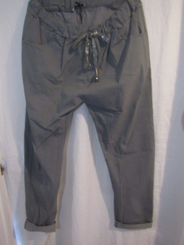 NEW Ladies Lighter Grey Stretchy Crinkle Magic Trousers One Size Fits 10 12 14 16 18 Size 1 - Image 4